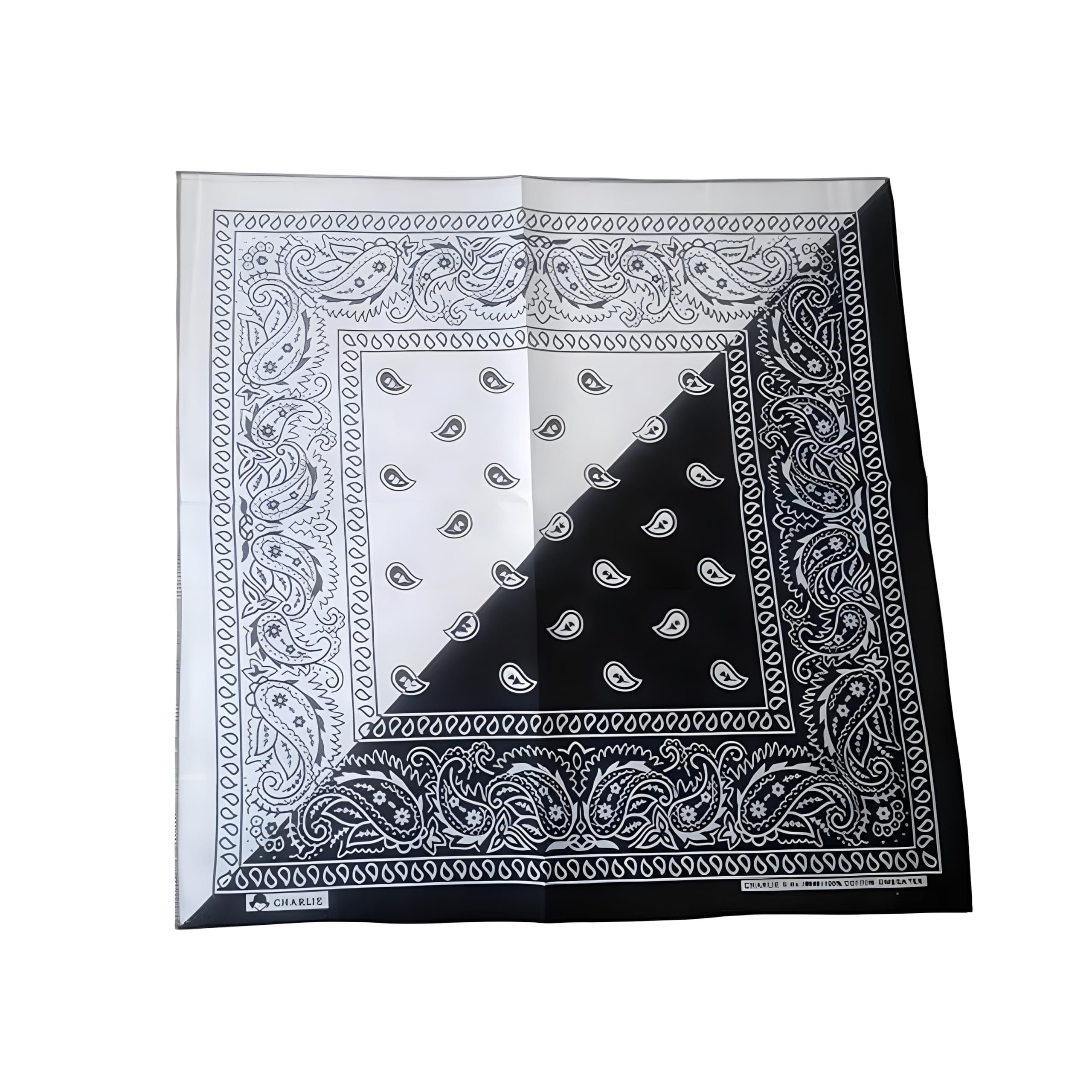 ™ Black and White Dual Color Cotton Bandana Double Sided Printed Handkerchief for Men & Women Paisley Printed Rumal | Multi-Use Headwrap Biker Scarf Face Cover-image-0