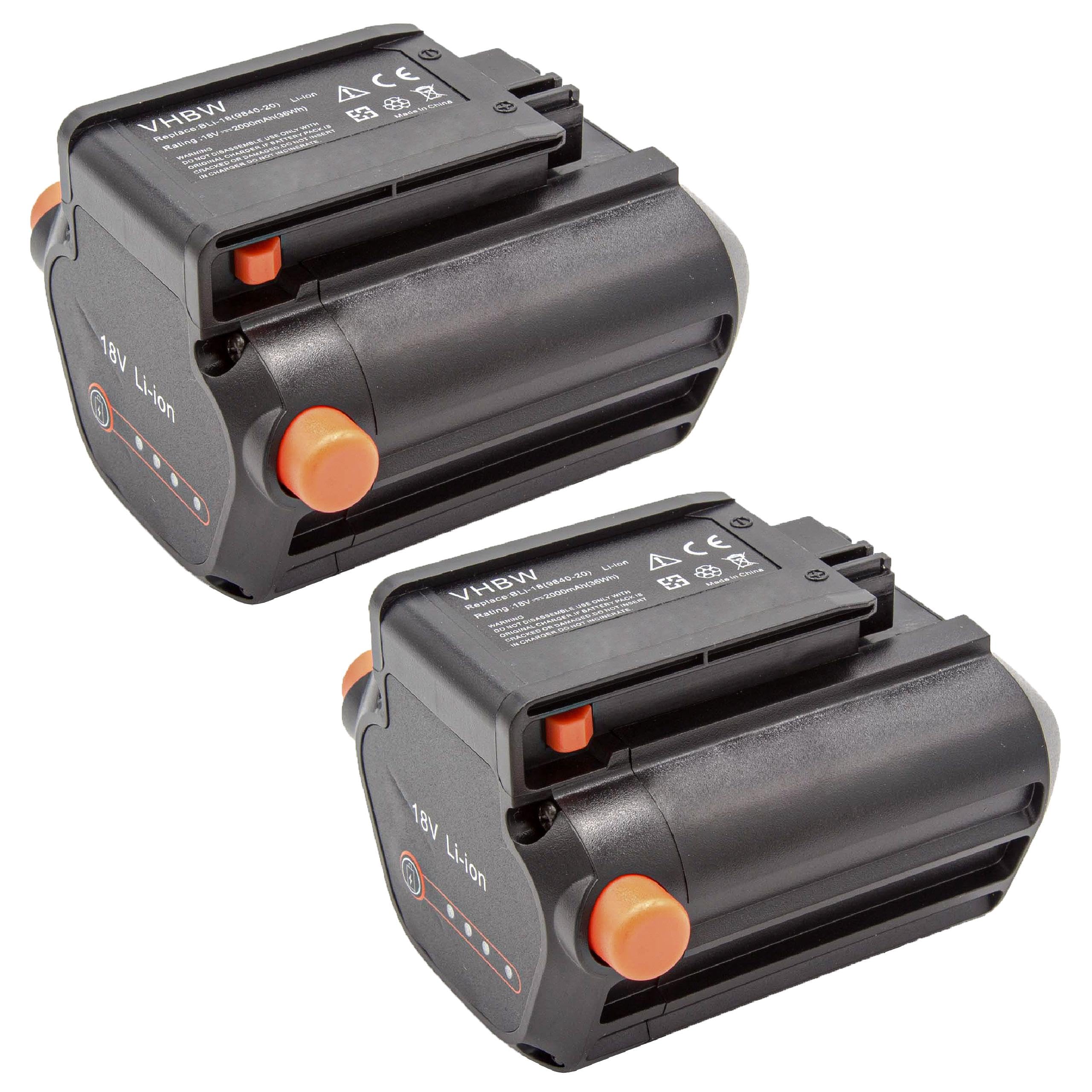 vhbw 2X Batería Compatible con Gardena AccuJet Li-18 (9335-20) cortacésped Tijeras cortacésped 2000mAh 18V Li-Ion