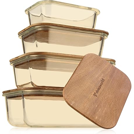 Glass Food Storage Containers with Acacia Lids