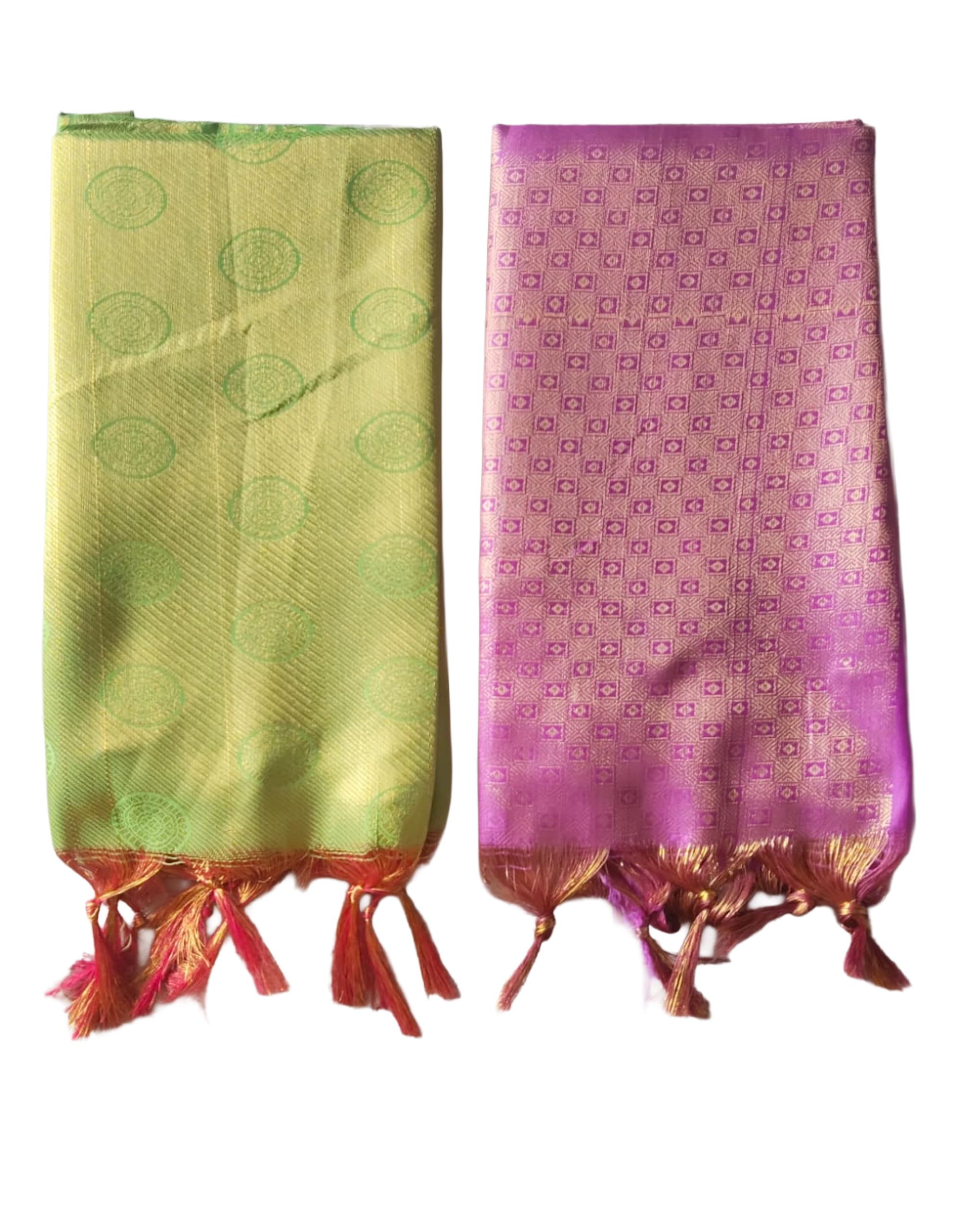 ™ Parrot Green & Rani Pink Double Zari Felicitation Shawl – Pack of 2 | 2 Mtr Welcome & Honour Shawls-image-12