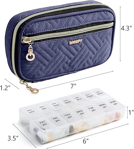 Miniatura 2 de Estuche organizador de píldoras 2 veces al día, organizador semanal de medicina, pastillero de viaje con contenedor extraíble de siete días para