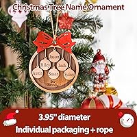 Vista 2 de Personalized 2025 Christmas Ornaments, Customize 1-10 Names Christmas tree decoration Laser Engraved Names, Comes with a rope