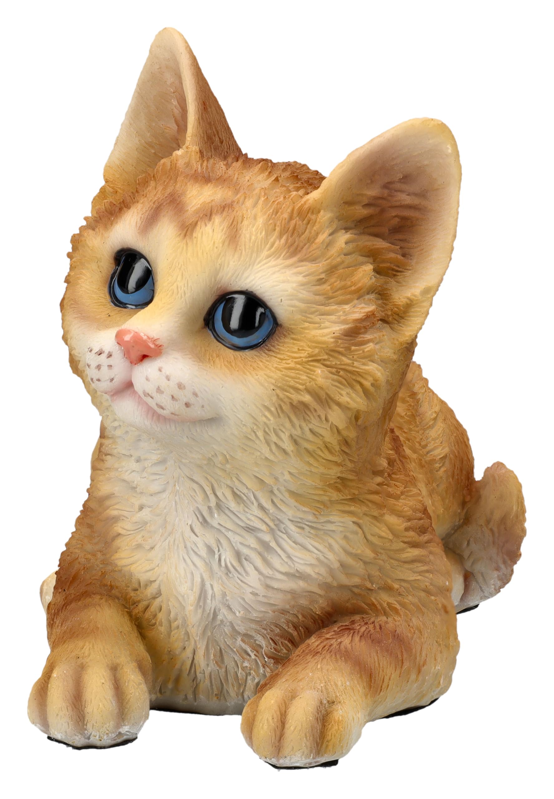 Figura decorativa de gato de gatito tigerado, color naranja, 14 cm