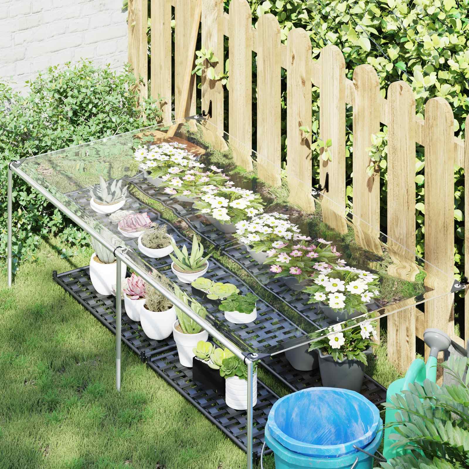 Pflanzenabdeckung Transparent PVC 1 x 2 m mit wasserabweisender Plane, reißfest und vielseitig für Gartenpflege, Mulch, Beetabdeckung, Pflanzenschutz und Bodendecker Verwendung