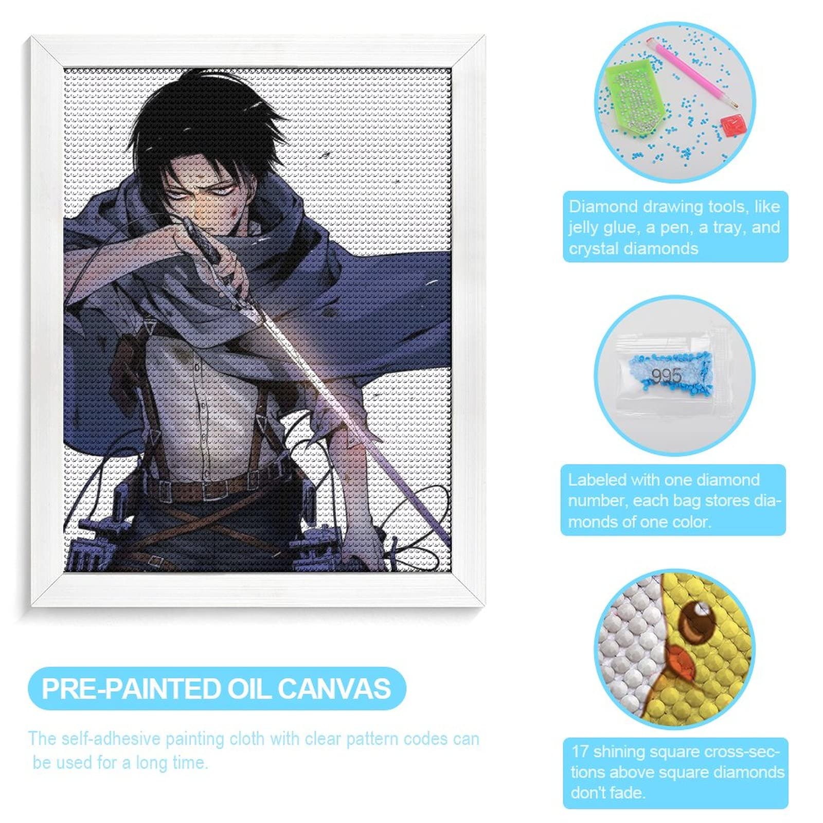 Amazon | 進撃の巨人 リヴァイ ダイヤモンドアート 5Dダイヤモンド 