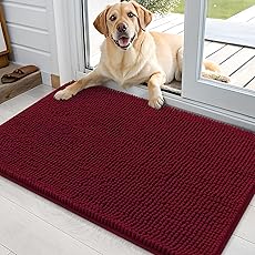 Muddy Mat® Original Dog Door Mat for Muddy Paws, Super Absorbent Microfiber, Non-Slip Washable Pet Rug, Quick Dry Chenille Entryway Carpet, Machine Washable Indoor Outdoor mat, Maroon 24"x35"