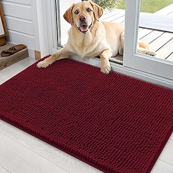 Muddy Mat® Original Dog Door Mat for Muddy Paws, Super Absorbent Microfiber, Non-Slip Washable Pet Rug, Quick Dry Chenille Entryway Carpet, Machine Washable Indoor Outdoor mat, Maroon 24"x35"