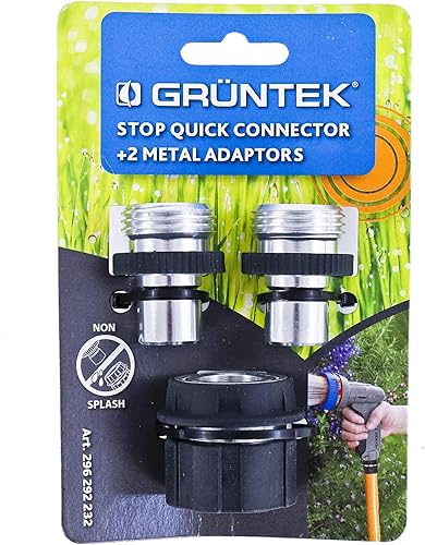 Miniatura 2 de GRÜNTEK Accesorios de conector rápido para manguera de jardín sin salpicaduras, rosca hembra de 34 pulgadas (0.748 in) con 2 adaptadores de metal,