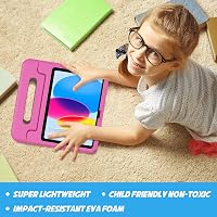 ProCase iPad 10/11 generációs gyermek tok állvánnyal, ütésálló, könnyű, magenta 6
