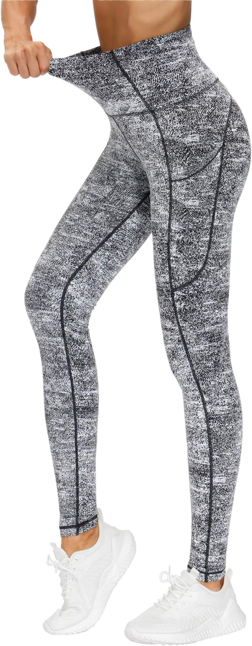 Thick High Waist Yoga Pants with Pockets, Tummy Control Workout Running Yoga Leggings for Women