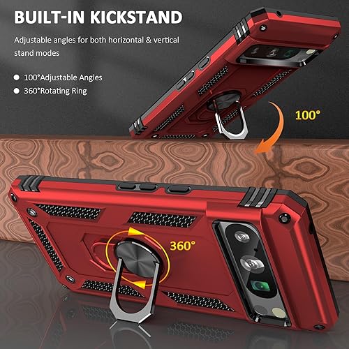 Miniatura 9 de ADDIT Funda 8 Pro para Google Pixel 8 Pro con soporte magnético para automóvil, grado militar, antideslizante, a prueba de golpes, funda protectora