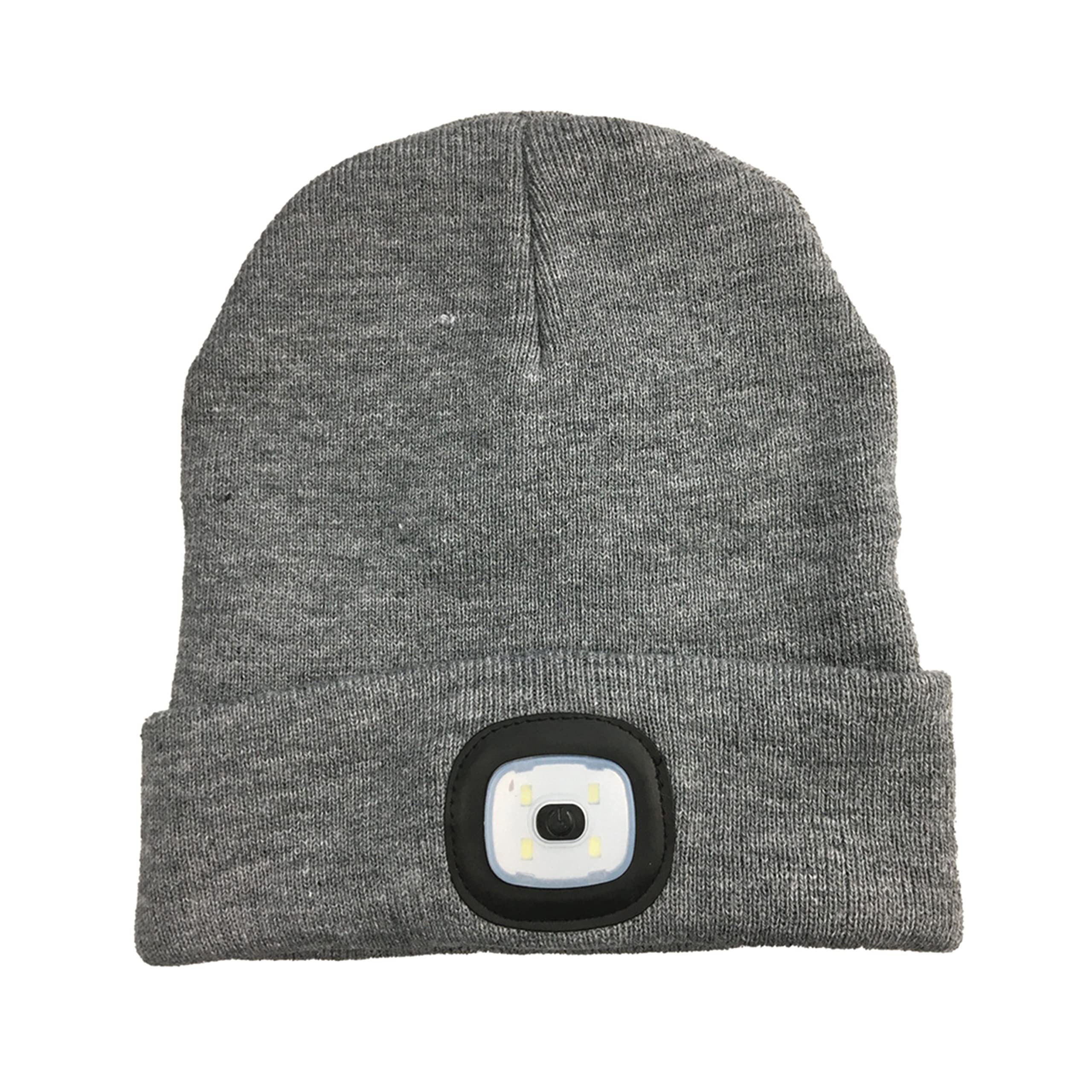 InGenious USB Rechargeable IP54 LED Beanie Adjustable Ultra Bright Woolly Hat Grey