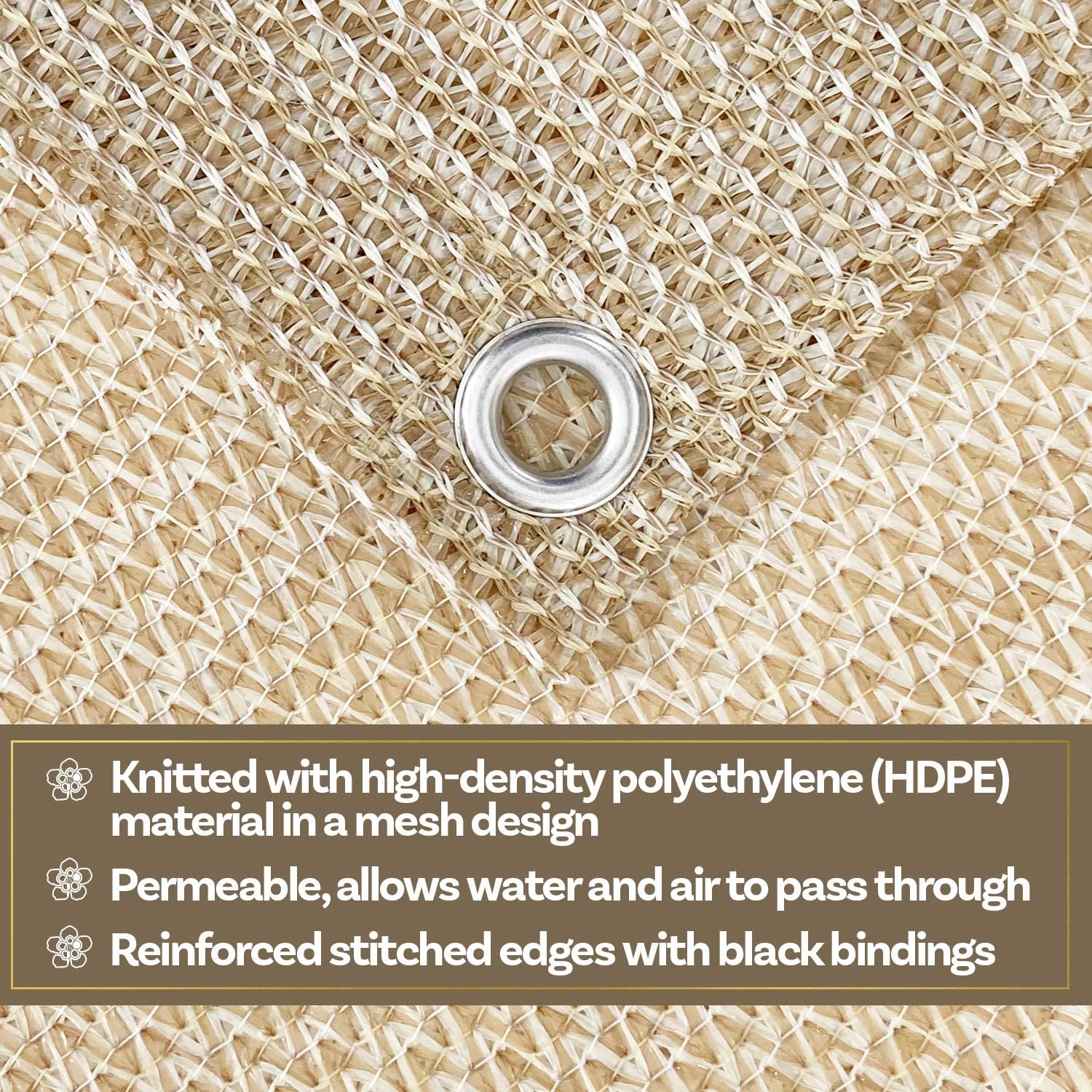 60% Sun Block Garden Netting Mesh for Plants Protecting - Beige (1, 6' x 5')