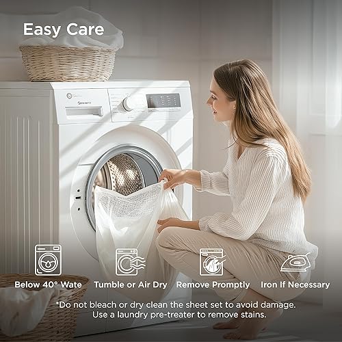 Miniatura 5 de Bedsure - Sábanas de tamaño matrimonial y fundas de almohada, refrescantes, rayón derivado del bambú, esquinas tipo bolsillos profundos de 16