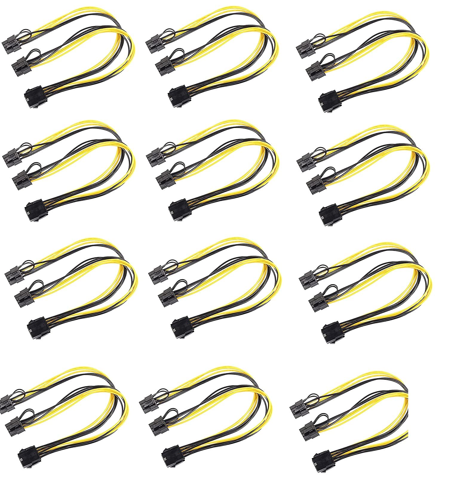 SamMus Long (12 Inch) 18 AWG 8 Pin GPU Pcie PCI Express Female to Dual 8 Pin (6+2) Male Y Splitter Extension Power Cable for Graphics Video Card Adapter and Mining -Pack of 12-picture-44