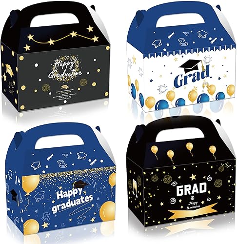 Miniatura 9 de Paquete de 24 cajas de recuerdo de fiesta, bolsas de regalo de graduación, cajas azules y negras y doradas para la clase de 2023, suministros de