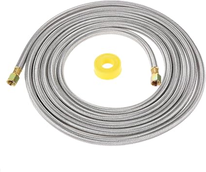 16 Feet Propane Stainless Extension Hose Braided for RV, Gas Grill | Stainless Propane Gas Line Pipe with 3/8" Female Flare on Both Ends for Fire Pit, Heater, BBQ Grill