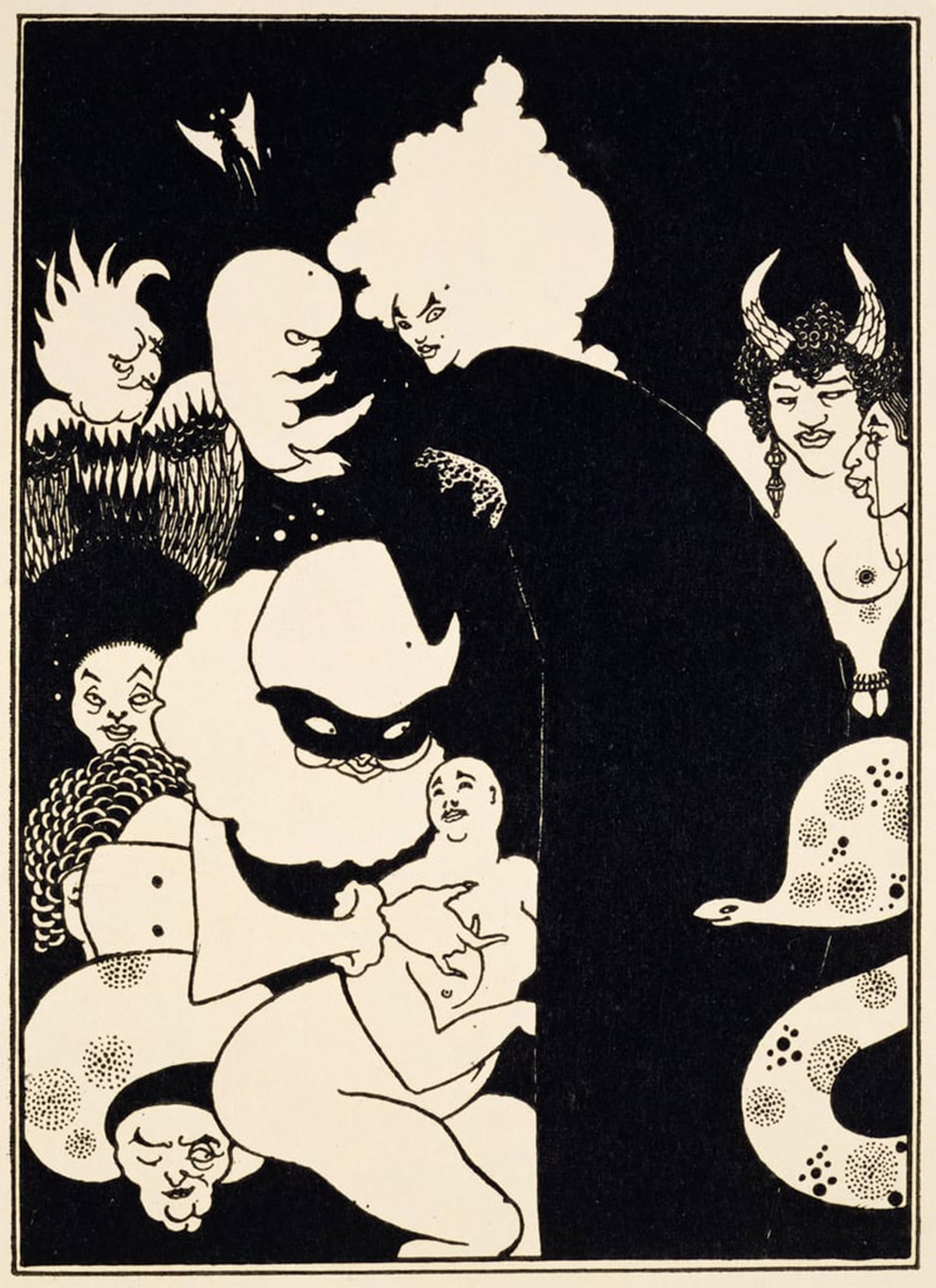 ARTXLXXBN Famous Painting Art Wall Decor Abstract Art Picture Lucian's Strange Creatures Illustration From lucian's True History by Aubrey Beardsley Animal Pictures for Home Decor 60x90cm