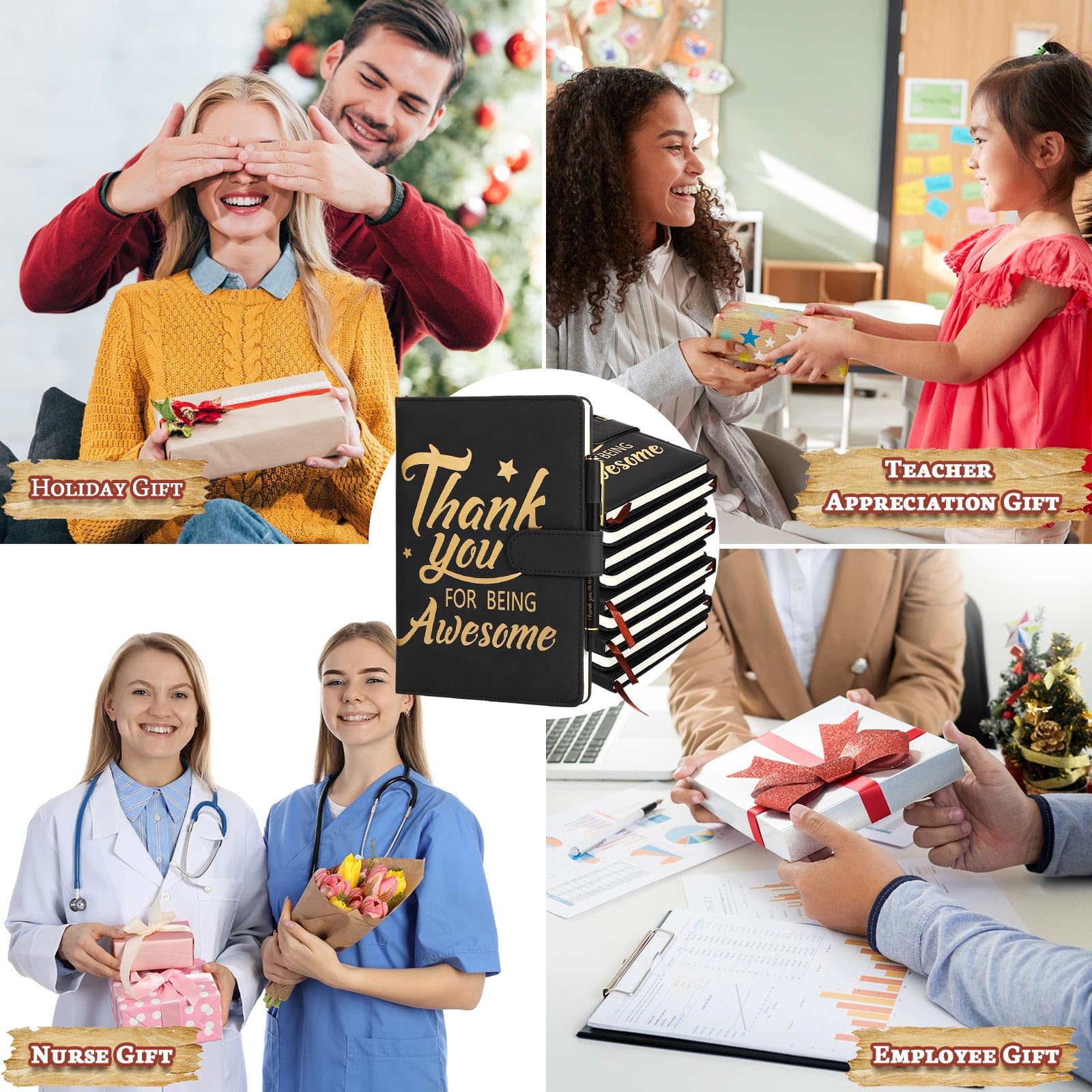 Qilery 28 Stück Team Wertschätzung Geschenke Großangestellte Dankeschön Geschenk A5 Leder Tagebuch Notizbuch mit Kugelschreiber für Weihnachten, Studenten, Lehrer, Freiwillige Management (Großartig)