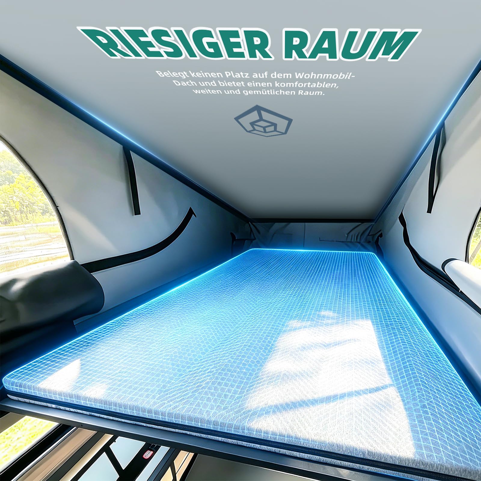 Wohnmobil Dach Matratze 180x110x5cm, Wohnmobil Dachmatratze Hochelastischem Schaumstoff, VW California Matratze Dach, T5 Dachmatratze für VW T4/T5/ T6, Ford Transit,Citroën Jumpy usw.