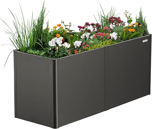 Miniatura 13 de Vego garden Cama de jardín elevada extra alta de 32 pulgadas, 27 x 83 pulgadas, moderno kit de camas de jardín elevadas, caja de metal para Azul