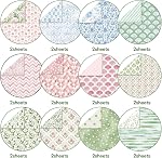 Scrapbook Paper Boho Patterned Paper for Scrapbooking, Double Sided Floral Decorative Craft Papers, MIATTCLD 24 Sheets Scrapbook Background Papers for Photo Album Journal Decor (Pink, 12x12 IN)