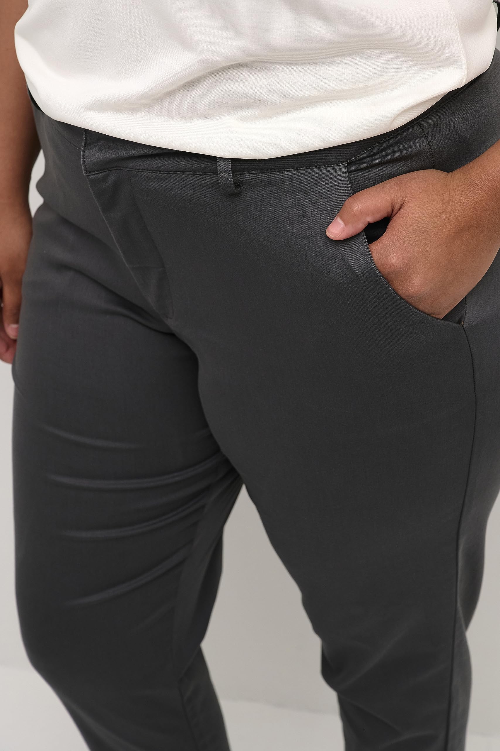 Kaffe Curve Plus-Size Women's Trousers Cropped Chino Pants Slim Fit Zipper Femme
