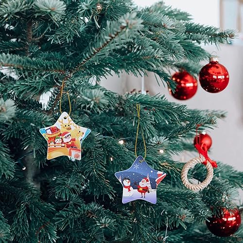 Miniatura 9 de 10 adornos de Navidad en blanco de sublimación 2022, discos de cerámica sin terminar, adornos de copo de nieve, adornos colgantes para árbol de