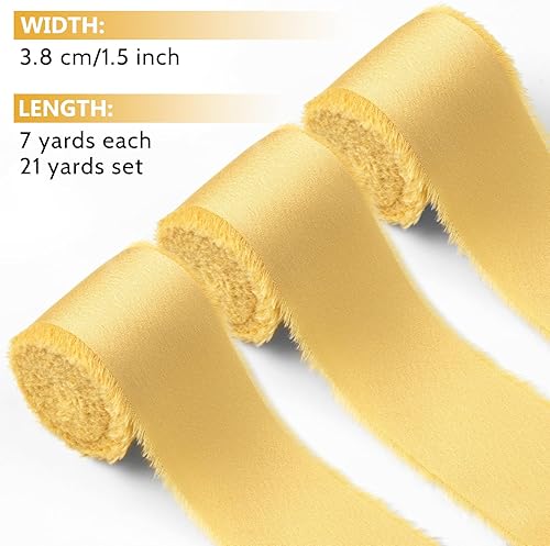 Vista 9 de Burgundy Dark Red Silk Ribbon 1-1/2 Inch x 21Yds Handmade Fringe Silky Chiffon Frayed Fabric Ribbon for Gift Wrapping, Flower Bouquet, Wedding