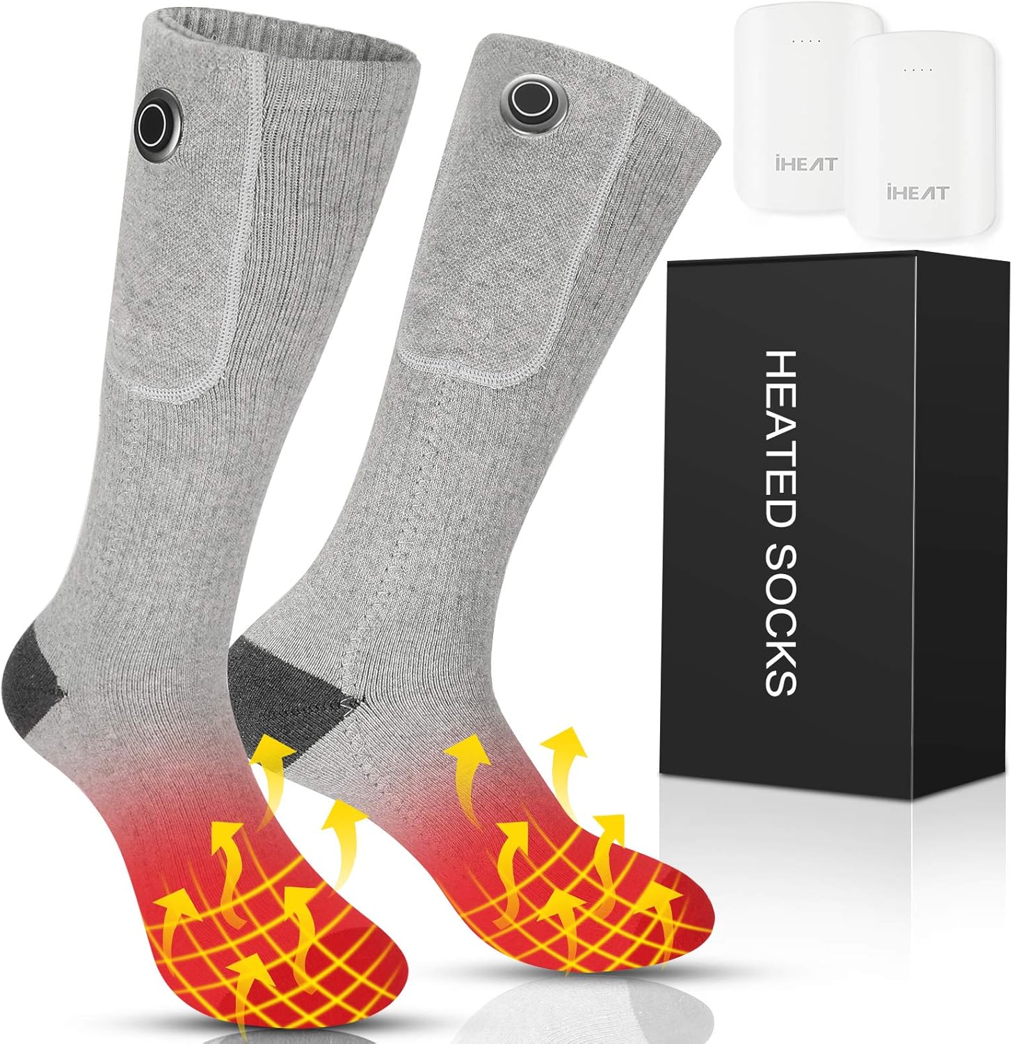 Heated Socks,Heated Socks for Men Women,2020 Upgraded Rechargeable Electric Socks with 2000mAh,Electric Cold Foot Washable Warmers for Motorcycle Cycling Camping Outdoor(Size:6-13.5): Sports & Outdoors