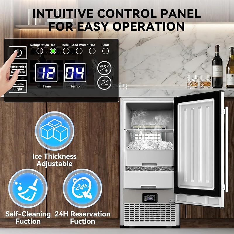 SOZT® Under Counter Ice Maker with Refrigerator Function, 120LBS/24H image 7