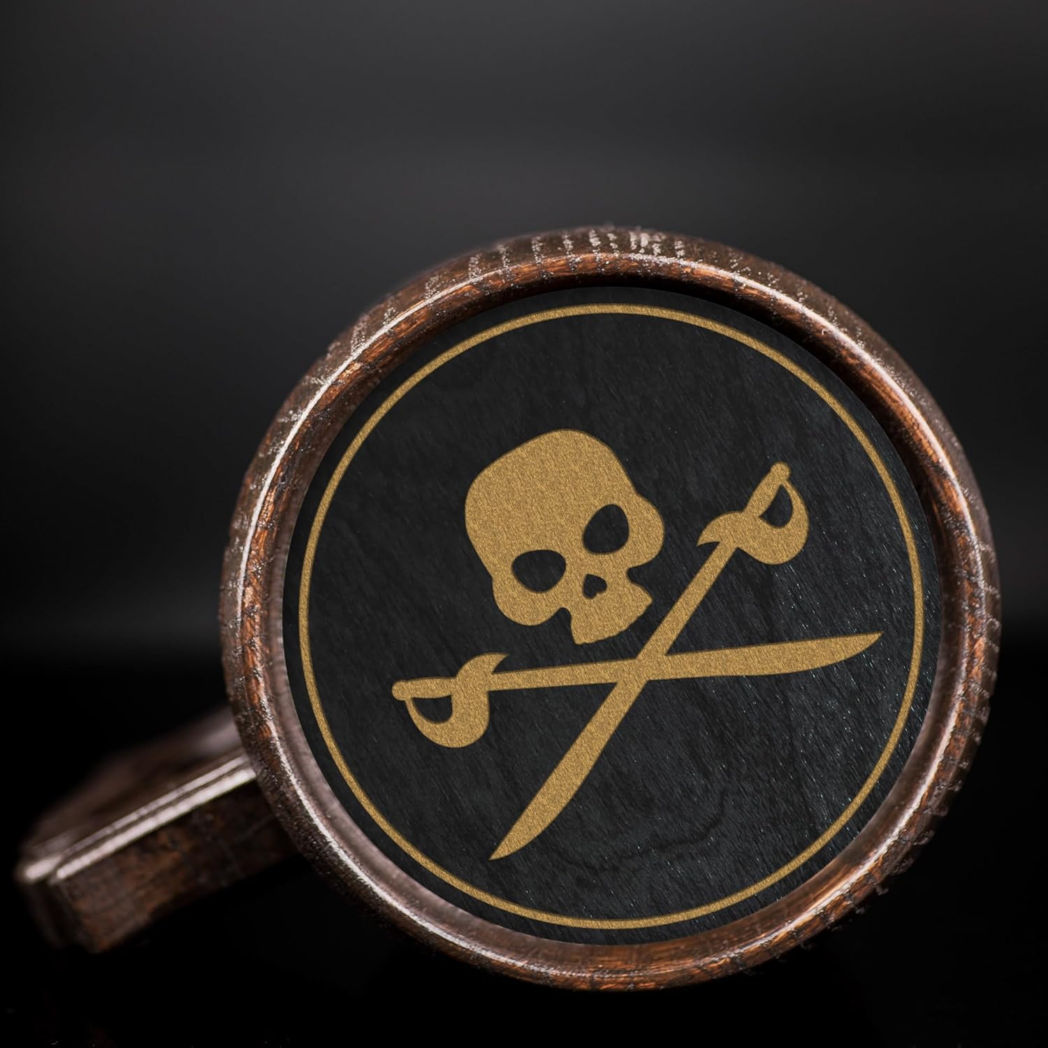 Pirate Skull Groomsman Wooden Beer Mug, Personalized Gift Beer Mug, Handmade Wooden Mug