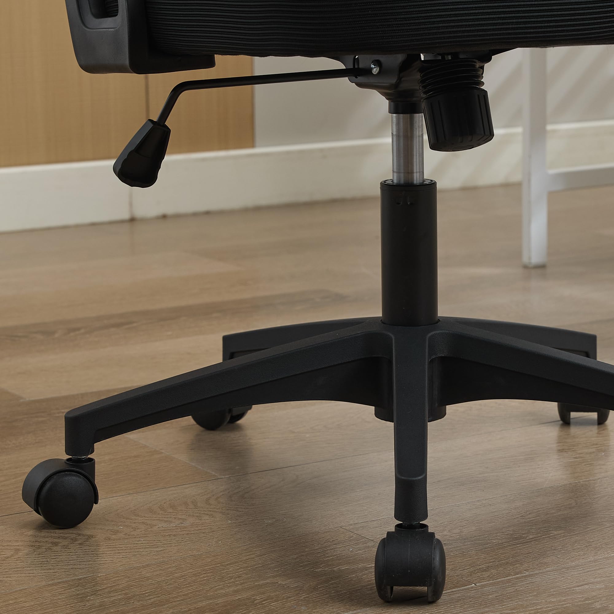 vutizal Ergonomischer Bürostuhl Netz Schwarz mit Verstellbarer Lordosenstütze & Kopfstütze, Schreibtischstuhl Hochlehner mit atmungsaktivem Netzrücken, Drehstuhl für Homeoffice & Büro, Black