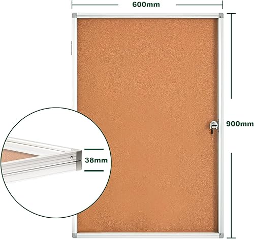 Miniatura 3 de BIBOC Tablones de anuncios con cerradura para tablones de anuncios con marco de pizarra blanca con imanes para aviso de mensajes escolares de 36 x