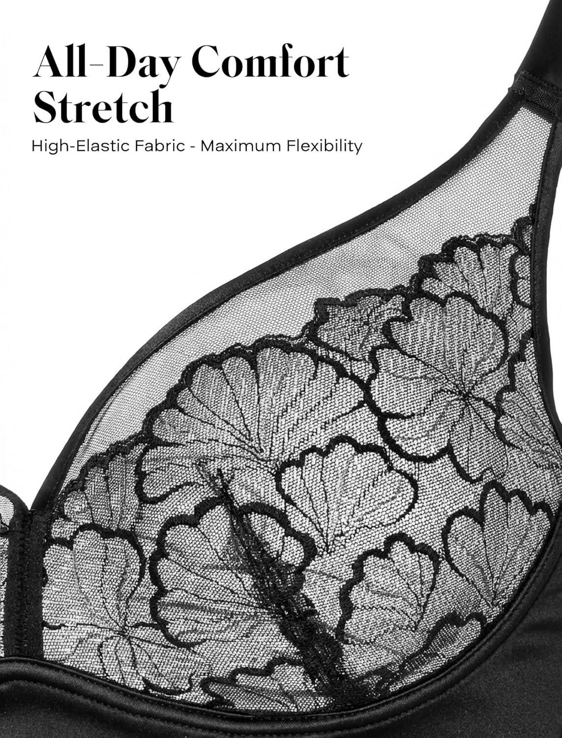 COMFELIE Wireless Lace Bras Seamless Everyday Bra Sexy Comfy Unlined Bralette - Image 2