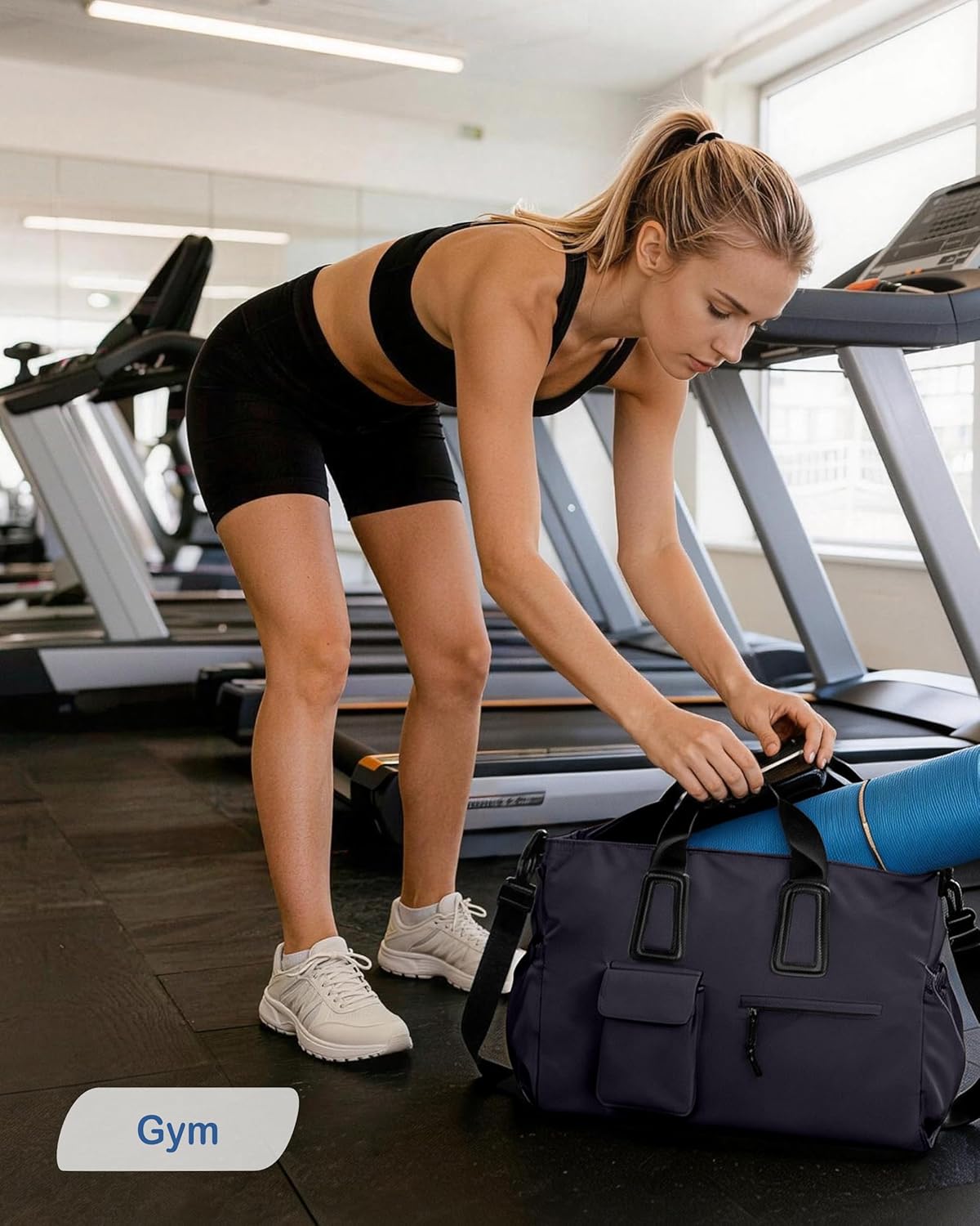 Travel Duffel Bag for Men & Women, Waterproof Overnight Weekender Gym Tote Carry On Luggage with Wet Pocket (Black) - Image 7