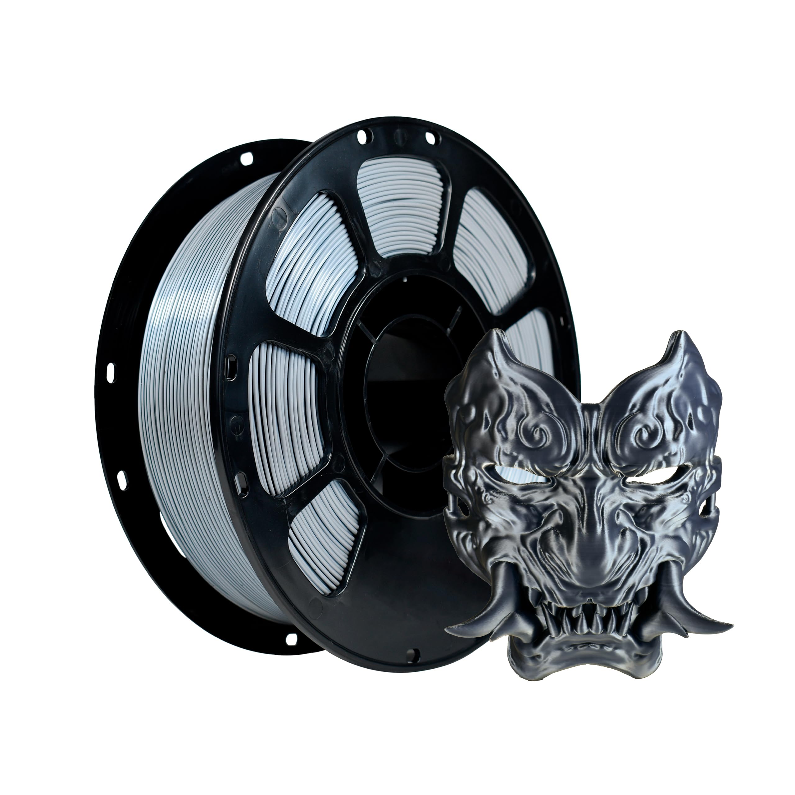 iBOSS Silk PLA Plus Filament 1.75mm Dual Color Black Silver 1KG, Shiny 3D Printer Filament Dimensional Accuracy +/- 0.05mm, 1kg Spool(2.2lbs) Fits for Most FDM 3D Printers(Silk Black Silver)