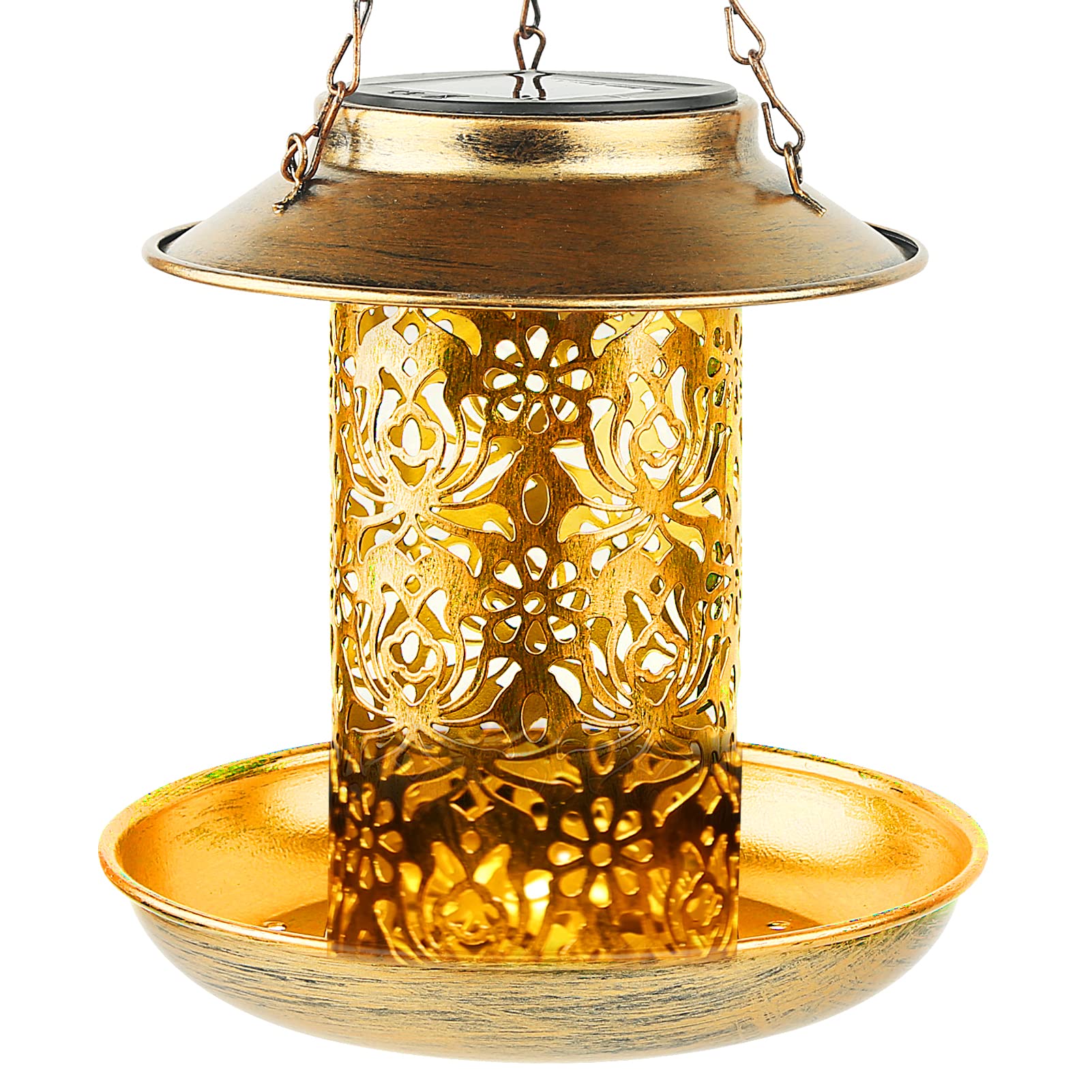 PENXUA Solar Bird Feeder for Outdoors Hunging, Solar Metal Waterproof Wild Bird Feeders,Cardinals Feeders,Gifts for Bird Lovers, Garden Backyard Decoration