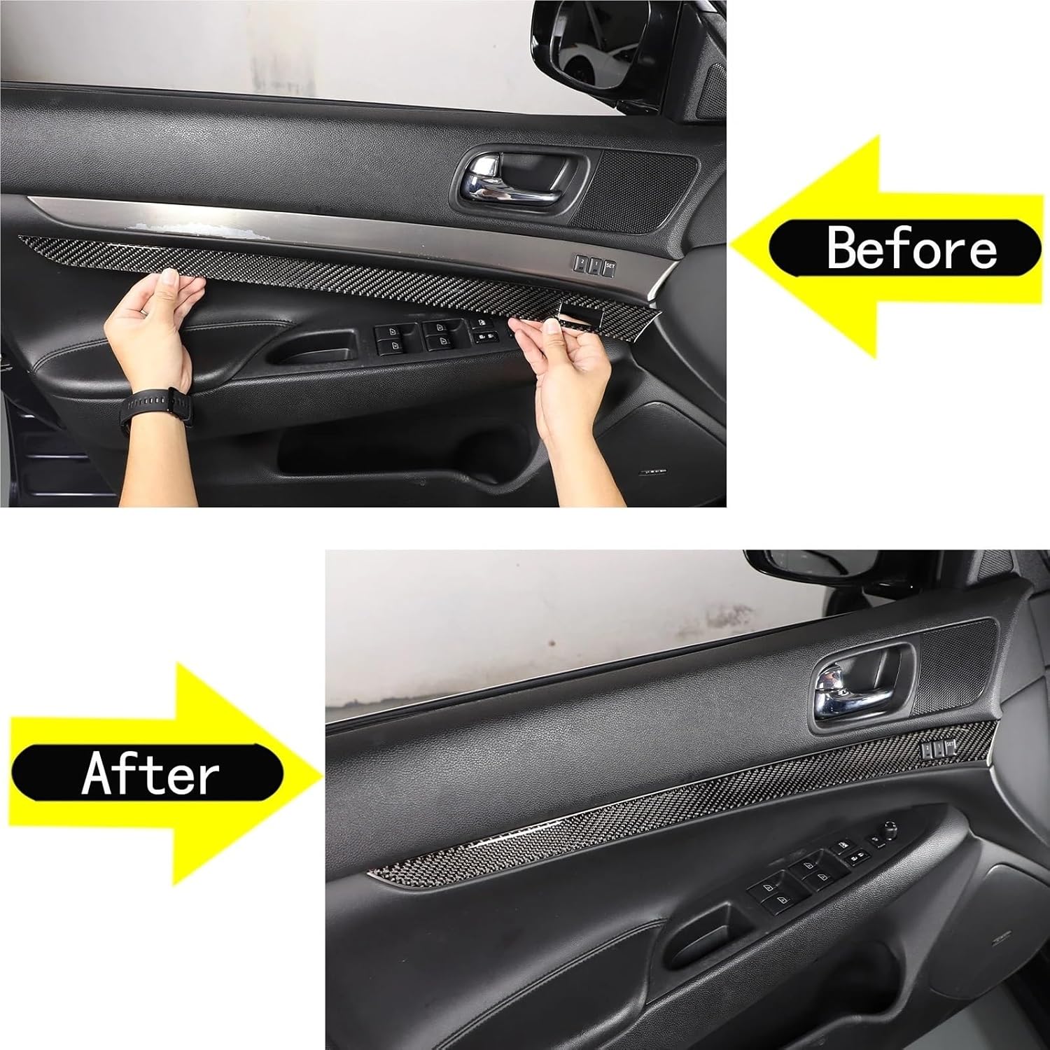 Soft Carbon Fiber Car Inner Door Trim Strip Panel Trim Stickers Compatible for Infiniti G25 G35 G37 2007-2013 Car Accessories