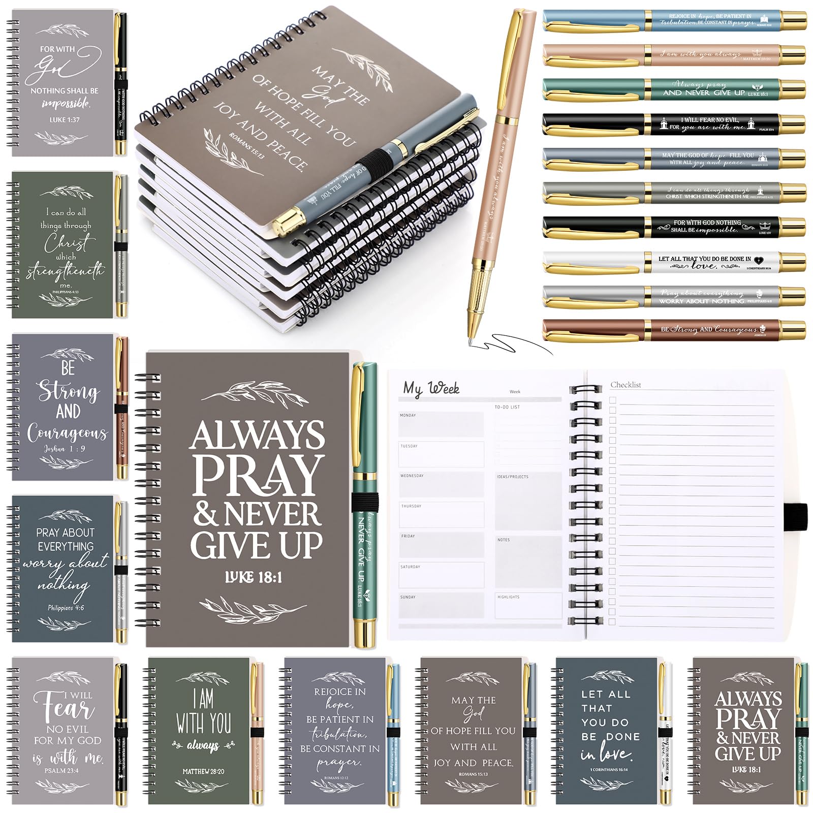Spakon carnet religieux chrétien femme lot de 10 journal de prière spirale planificateur église