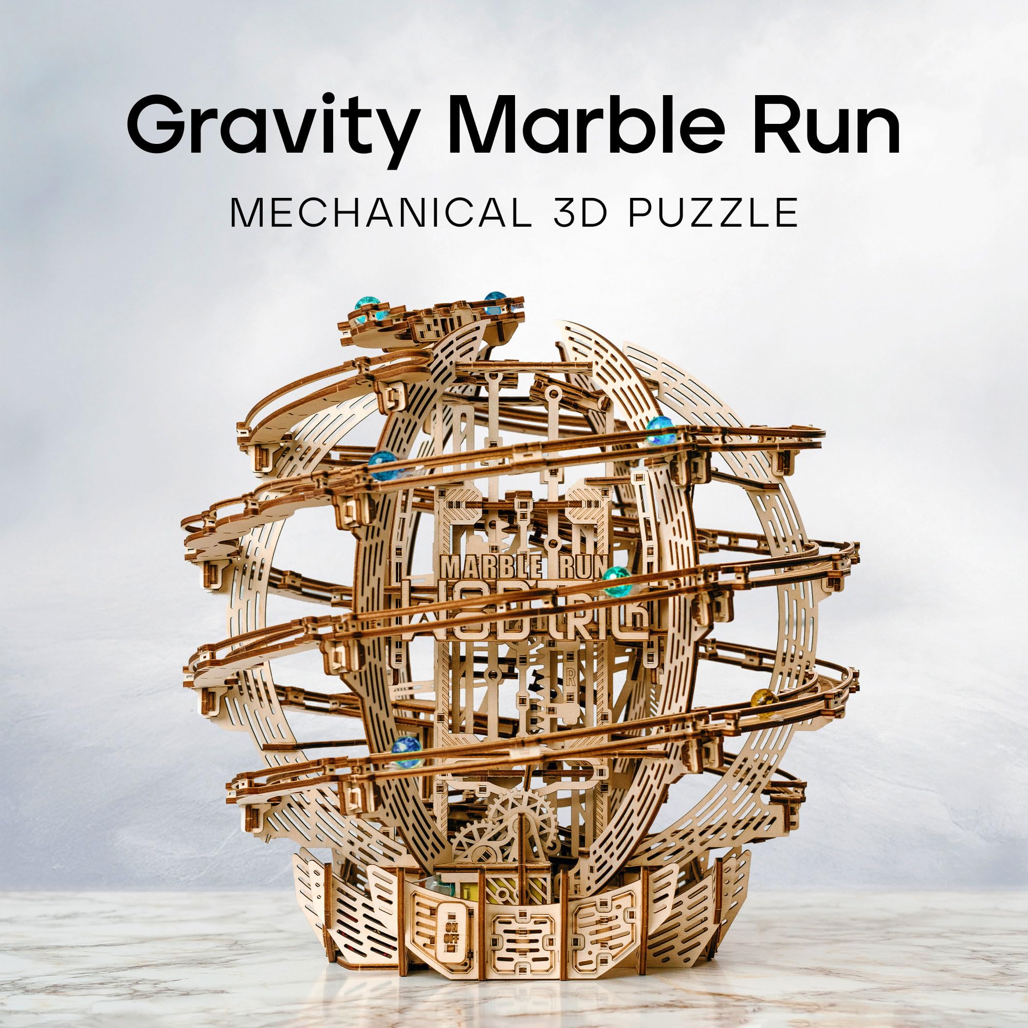 Wood Trick Gravity Marble Puzzle 3D di Legno per Adulti da Costruire | [773 Pezzi] Labirinto di Biglie Motorizzato Elettrico - Kit di Montaggio Meccanico in Legno DIY per Adulti