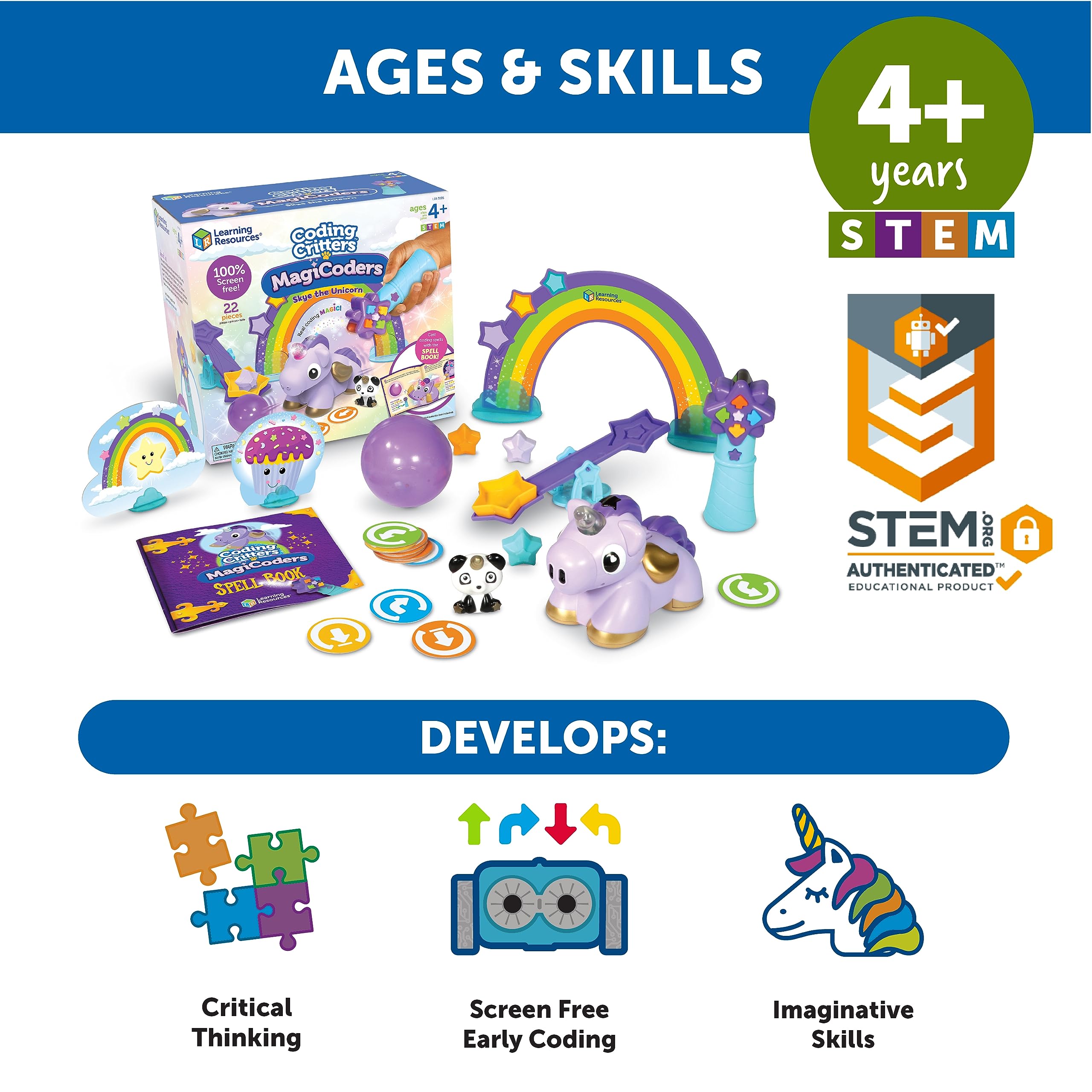 Learning Resources Coding Critters MagiCoders Skye The Jednoro?ec Wczesne Stem Zabawka 22-Kawałek Zestaw