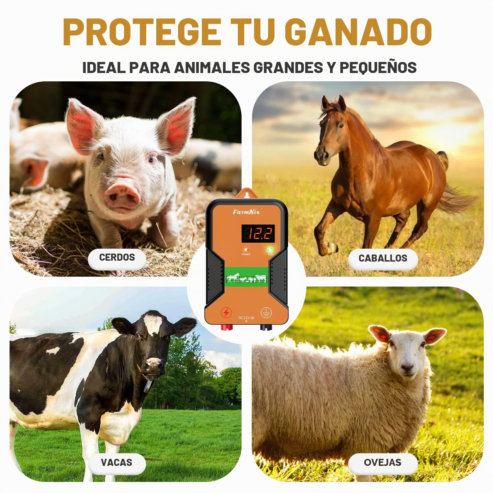 Pastor eléctrico de 15KM, controlador de cerca eléctrica 2J / 12KV | fuente de alimentación enchufable para prevención de vida silvestre, granjas, aves de corral y jardines