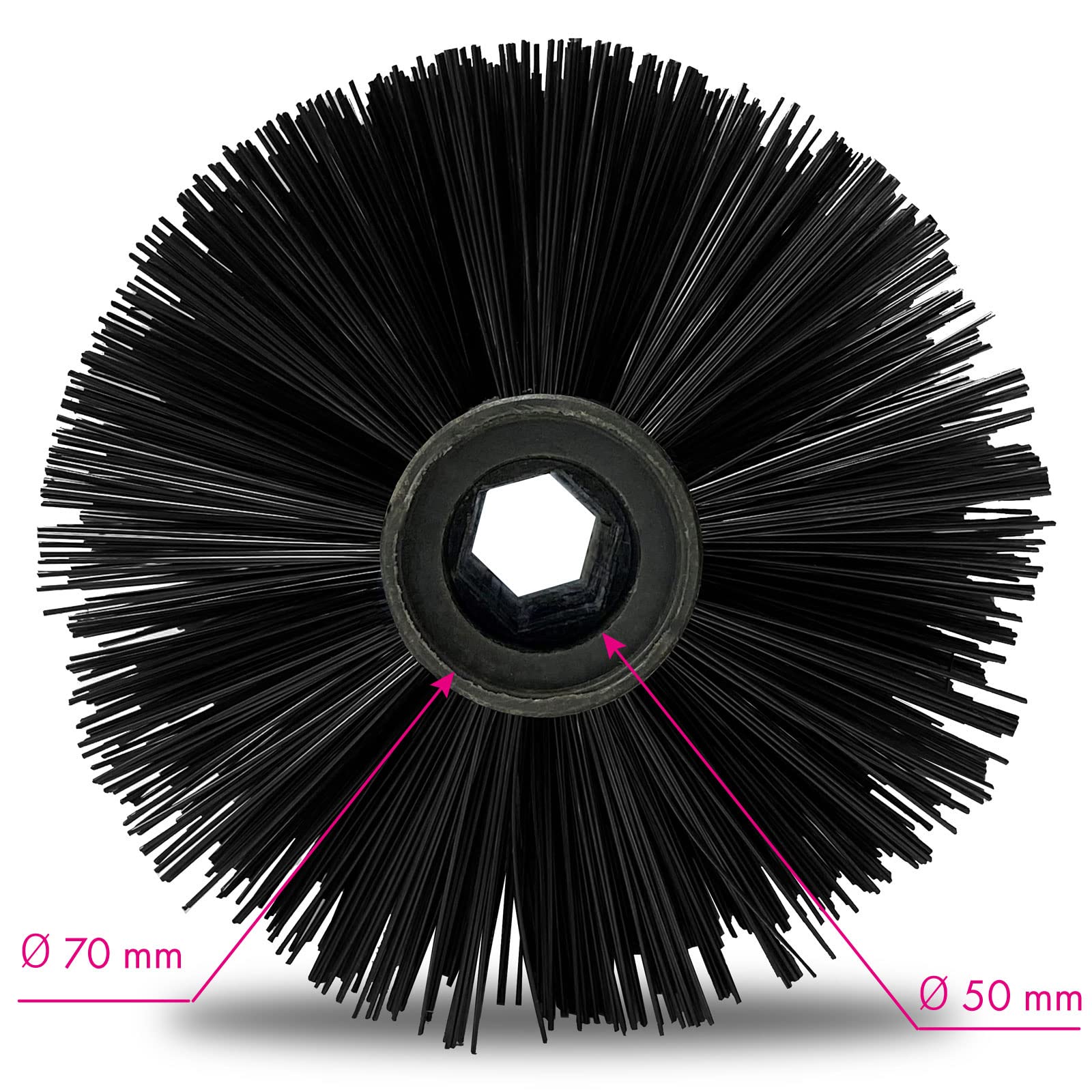 EBERTH Rouleau de balayage avec barre de transmission pour balayeuse à essence, largeur 55cm, raccord Ø 27mm, brosse de balayage pièce de rechange en plastique, l'humide, la neige