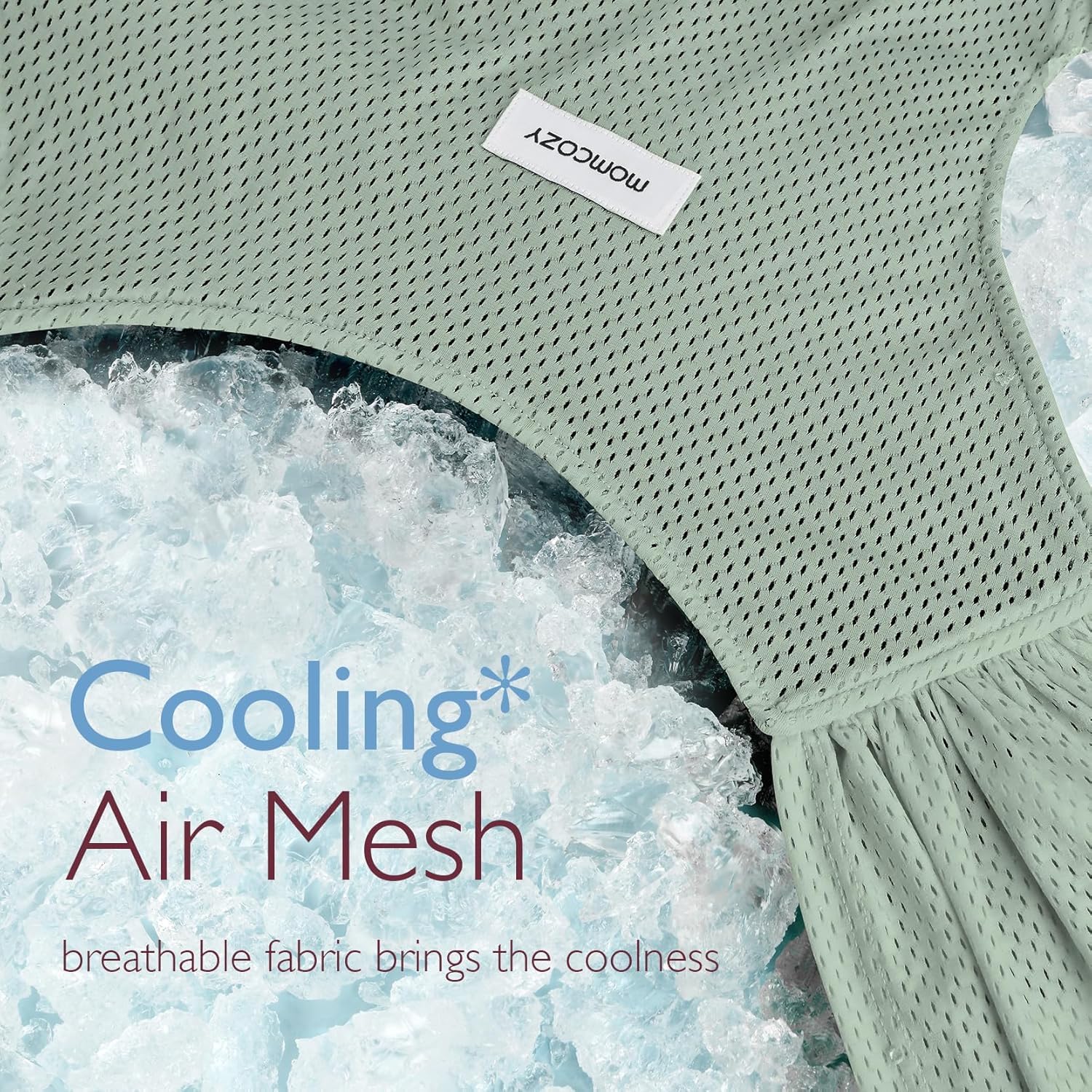 Momcozy Regulowana chusta do noszenia noworodka z chłodzącą siateczką Air-Mesh, łatwa do noszenia dla niemowląt (3,6-15 kg), odpowiednia do obwodu talii 76,2-119,4 cm, zielona