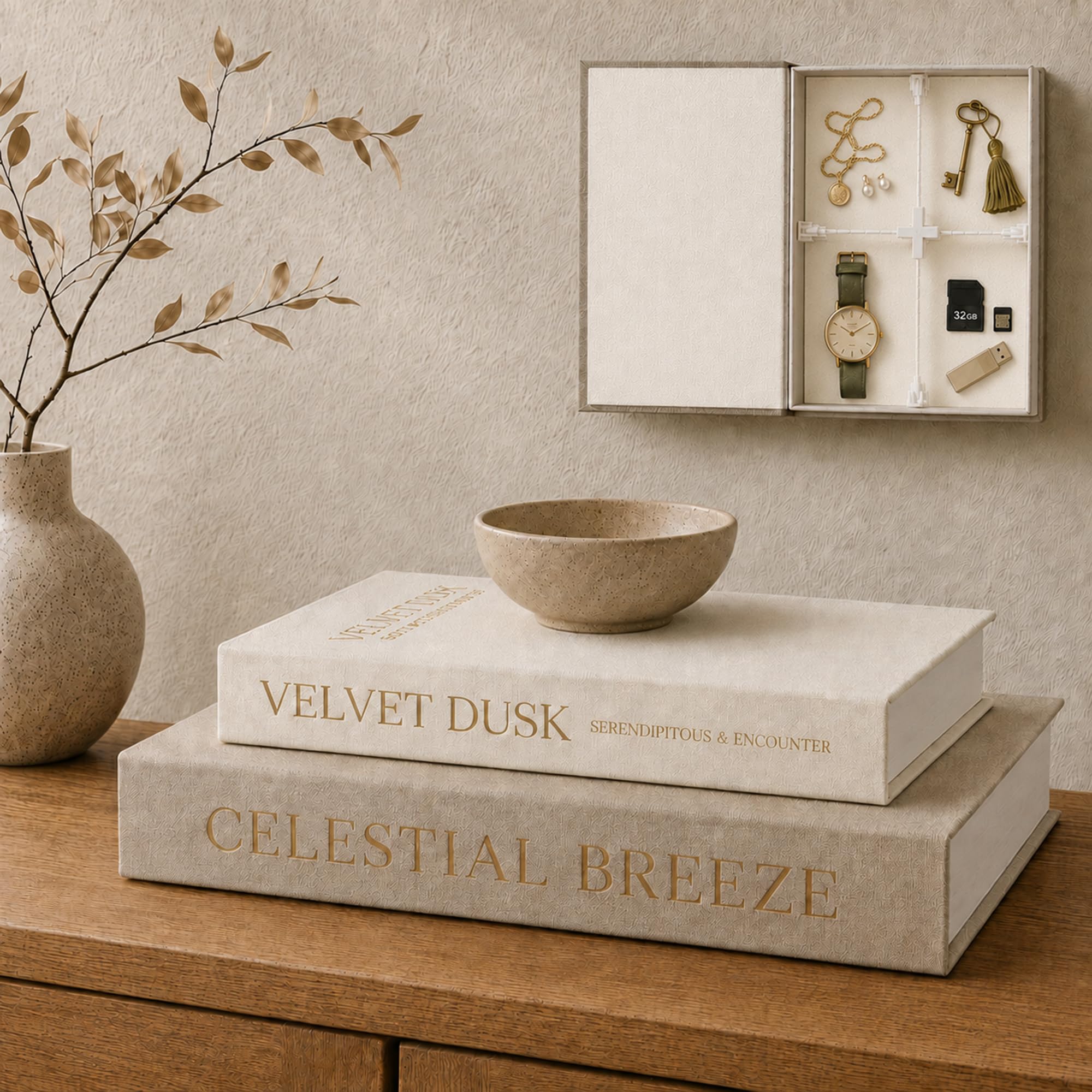 Decorative Books Set of 2, Faux Book Storage Boxes with 4 Layouts