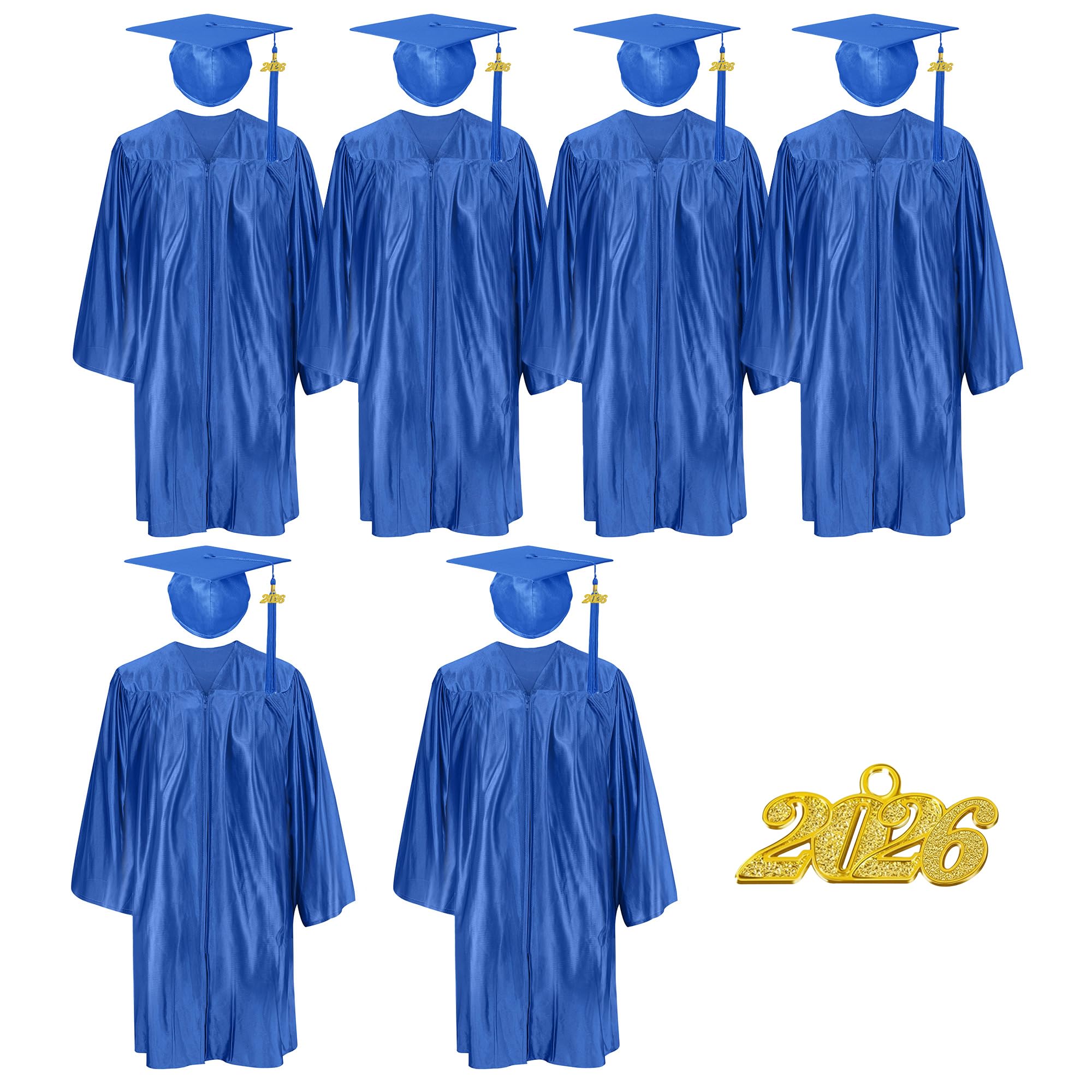 Misscom 6 Pcs Shiny Preschool Graduation Cap and Gown with Tassel 2026 Kids Graduation Sets