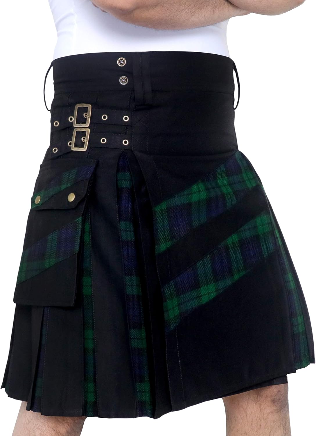 DSS KILTS- Men's Modern Hybrid Cotton & Tartan Cross Strip Designer Kilts for Weddings