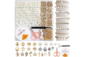1200 Pcs Pearl Beads and Gold Spacer Beads Set for Jewelry Bracelet...