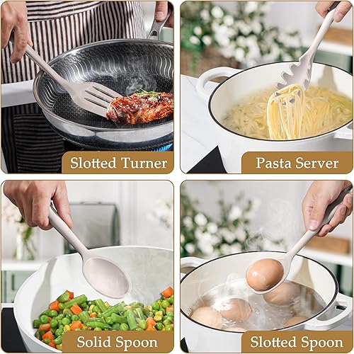 Miniatura 5 de LIANYU Juego de 4 utensilios de cocina de silicona de grado alimenticio, herramientas de cocina de granja para utensilios de cocina antiadherentes,